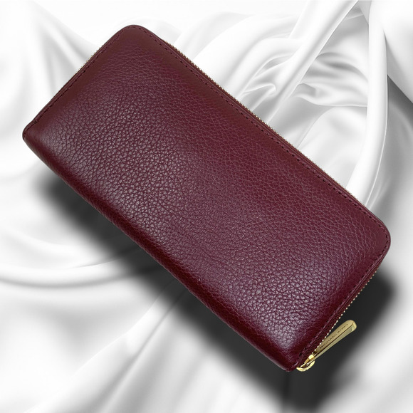 Michael Kors Burgundy Wine Pebbled Leather Zip Around Continental Wallet - Picture 8 of 8